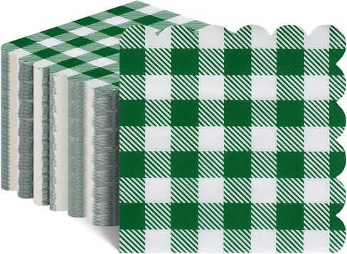 120 PCS مناديل غينغهام الأخضر ، استحمام الطفل القابل للتصرف حكيم خضراء مناديل كوكتيل أخضر مناديل مناديل منقوشة للنزهة الصيفية ، الشواء ، دش الطفل والعرائس ، 5 × 5 بوصات in Saudi Arabia