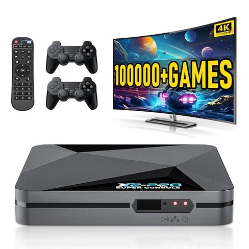 Kinhank 2025 ترقية Super Console X2 pro مع 100000+Games Retro Game Console، وحدة تحكم ألعاب الفيديو مع EmuELEC 4.6/Android 9.0 في 1، 2.4G+5G وBT 5.0،2 لوحة ألعاب بالداخل in Saudi Arabia