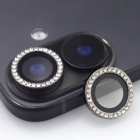 BONVAN for iPhone 17 Camera Lens Protector Bling Glitter Diamond Metal Crystal Tempered Glass Screen Accessories Rhinestones Lens Cover (Silver) in Saudi Arabia