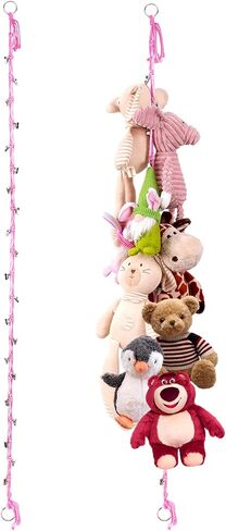 Cotton Hanging Storage Chain For Stuffed Animals Storage with 20 Metal Clips, Stuffed Animal Organizer Chain for Wall Corner Nursery Play Room, White，80" in Saudi Arabia