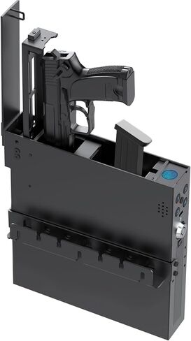 Biometric Gun Safe for Handgun - Upward Eject Pistol Safe with Fingerprint & Keypad, Hidden Safe Fits for Car, Nightstand, Desk, Bed Side - Birthday Gifts for Husband Dad in Saudi Arabia