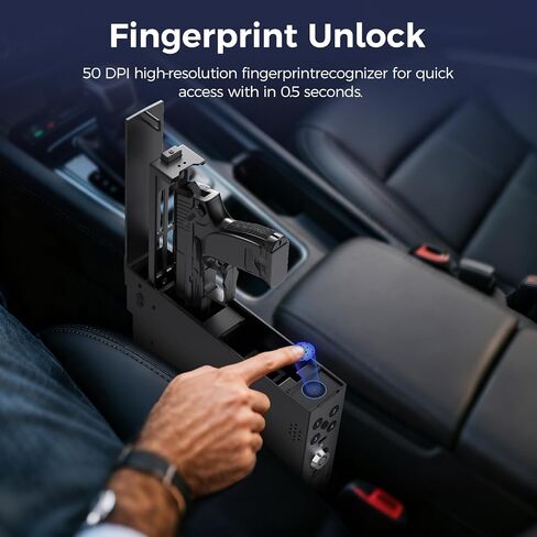 Biometric Gun Safe for Handgun - Upward Eject Pistol Safe with Fingerprint & Keypad, Hidden Safe Fits for Car, Nightstand, Desk, Bed Side - Birthday Gifts for Husband Dad in Saudi Arabia