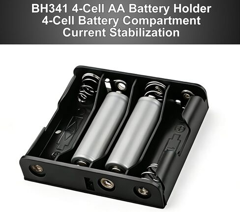 4 حامل بطاريات AA BH341 متوافق مع حامل بطاريات Parts Express، لإمدادات الطاقة أو النسخ الاحتياطي للذاكرة في الخزائن، تجارب الطلاب، مشاريع الهواة، أسود - قطعتان in Kuwait