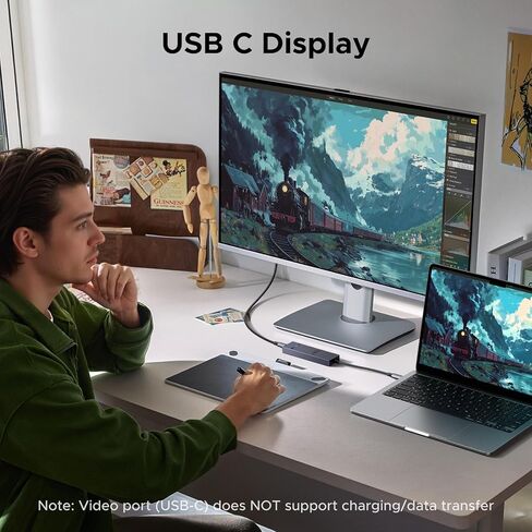 محول فيديو UGREEN Revodok USB-C Hub 4K@60 هرتز 10 جيجابت في الثانية 2×USB-A 3.2 + 2×USB-C 3.2 100W PD، قاعدة سفر من الألومنيوم متوافقة مع الشاشة المحمولة، MacBook Pro/Air، iPad Pro، Steam Deck، Dell XPS in Kuwait