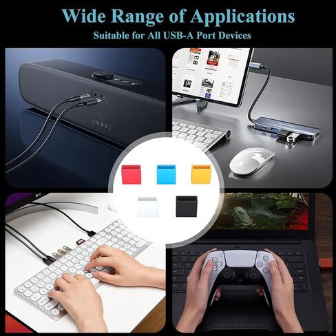 30 قطعة 5 ألوان من سدادات غطاء USB من النوع A المضادة للغبار، سدادة غبار USB ذكر من النوع A مع مجموعة تنظيف المنتجات الرقمية، غطاء حماية من السيليكون الناعم المضاد للغبار لـ USB A (30 قطعة) in Kuwait