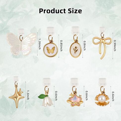 8Pcs Charms for Kindle Butterfly Star Bow Flower Charms for E-Reader Dust Plug Charm Compatible with Type C Charging Port Accessories for Kindle Gift for Book Lover Readers Teachers Students in Saudi Arabia