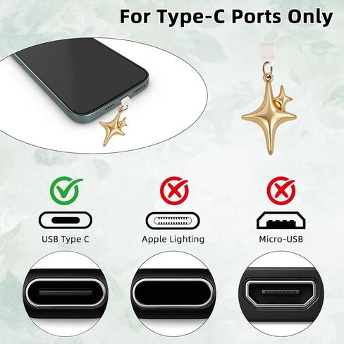8Pcs Charms for Kindle Butterfly Star Bow Flower Charms for E-Reader Dust Plug Charm Compatible with Type C Charging Port Accessories for Kindle Gift for Book Lover Readers Teachers Students in Saudi Arabia
