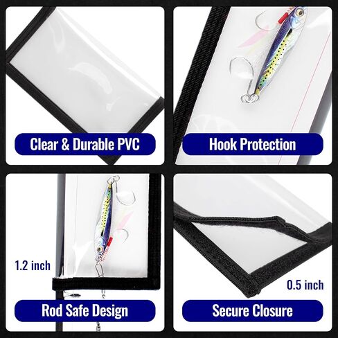 6PCS Fishing Lure Wraps Hook Safety Cover, Clear PVC Lure Protector for Treble Hooks, Bait Storage, Tangle‑Free Safe Fishing + Rod Tip Protector, Saltwater Safe (3M+3L) in Saudi Arabia