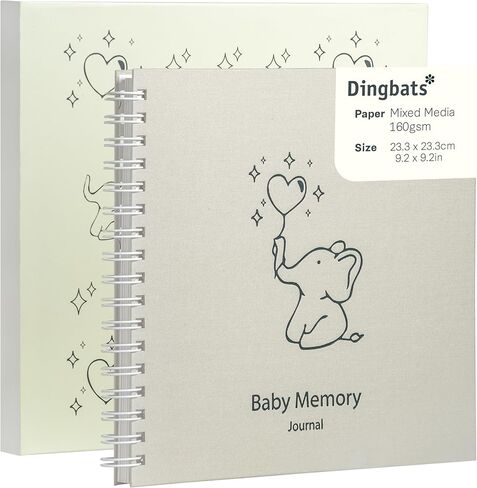 Dingbats* كتاب ذاكرة الطفل المحايد للجنسين - ألبوم تذكاري للأطفال بغلاف سميك من الورق الحلزوني مع ملصقات وجيب تخزين - مجلة الطفل لتسجيل المعالم والصور واللحظات الخاصة للصبي أو الفتاة in Saudi Arabia