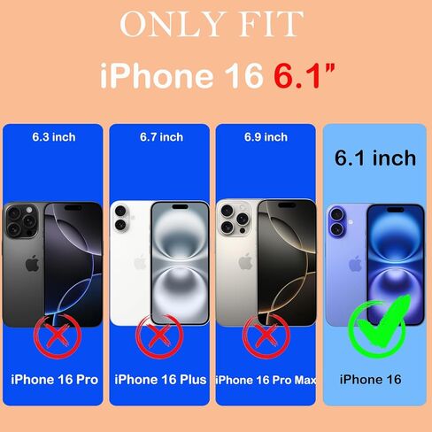 for iPhone 16 Case with Screen Protector, Heavy Duty Shockproof Drop Protection Military Grade Tri-Layer Full Covered Rugged Durable Cell Phone Cover with Built-in Invisible Kickstand 6.1" (Blue) in Saudi Arabia