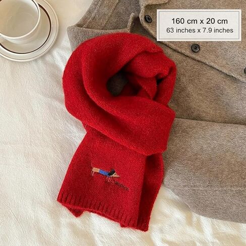 Women's Wool Scarf with Dachshund Design - Soft Warm Winter Neck Wrap, Elastic Stretch Fit, for Casual Outings & Cold Weather in Saudi Arabia