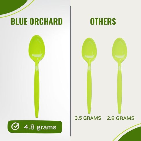 Blue Orchards Lime Green Plastic Spoon and Fork (24 Each) - Colored Plastic Silverware Sets for Parties in Saudi Arabia