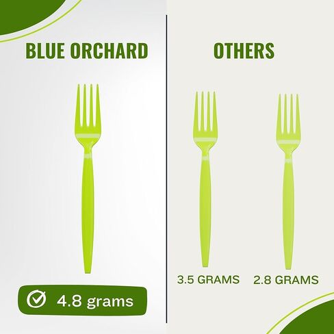Blue Orchards Lime Green Plastic Spoon and Fork (24 Each) - Colored Plastic Silverware Sets for Parties in Saudi Arabia