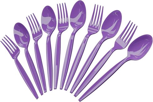 Blue Orchards Lime Green Plastic Spoon and Fork (24 Each) - Colored Plastic Silverware Sets for Parties in Saudi Arabia