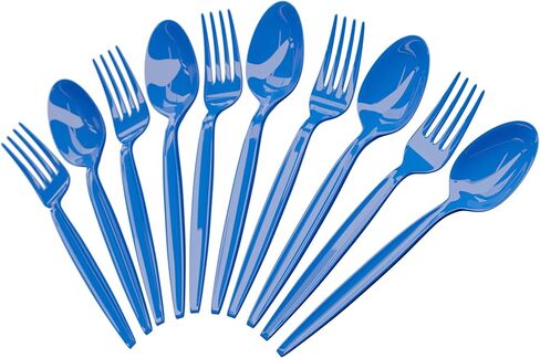 Blue Orchards Lime Green Plastic Spoon and Fork (24 Each) - Colored Plastic Silverware Sets for Parties in Saudi Arabia