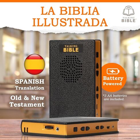 الكتاب المقدس الناطق باللغة الإسبانية - مشغل صوت الكتاب المقدس الإلكتروني باللغة الإسبانية/الإسبانية لكبار السن والأطفال والمكفوفين، يعمل بالبطارية، سانتا بيبليا - La Palabra de Dios para Todos، أسود in Kuwait