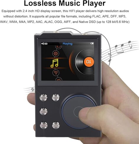 مشغل MP3 بلوتوث 5.3 عالي الدقة مشغل موسيقى Flac Digital DSD مشغل صوت بدون فقدان، مشغل DAP محمول، ذاكرة 16 جيجابايت + قابلة للتوسيع، مشغل موسيقى بدون فقدان in Kuwait