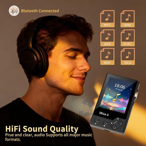 مشغل MP3 iRive3 صوت ستيريو هاي فاي واضح 32 جيجابايت مشغل موسيقى بلوتوث مع مسجل صوت راديو FM قابل للتوسيع حتى 128 جيجابايت in Saudi Arabia
