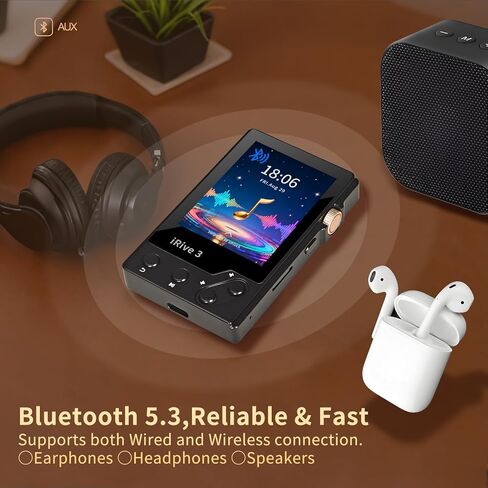 مشغل MP3 iRive3 صوت ستيريو هاي فاي واضح 32 جيجابايت مشغل موسيقى بلوتوث مع مسجل صوت راديو FM قابل للتوسيع حتى 128 جيجابايت in Saudi Arabia
