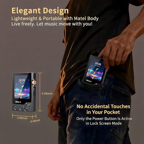 مشغل MP3 iRive3 صوت ستيريو هاي فاي واضح 32 جيجابايت مشغل موسيقى بلوتوث مع مسجل صوت راديو FM قابل للتوسيع حتى 128 جيجابايت in Saudi Arabia