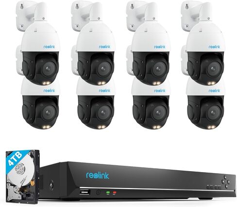نظام مراقبة REOLINK 4K PTZ، 8 قطع كاميرات أمان 4K PoE مع زووم بصري ثلاثي الأبعاد 5X حزمة RLC-823S1 مع 16CH NVR RLN16-410، تخزين محلي آمن على مدار الساعة طوال أيام الأسبوع، مسارات تلقائية، الإنسان/المركبة/الحيوانات الأليفة in Saudi Arabia