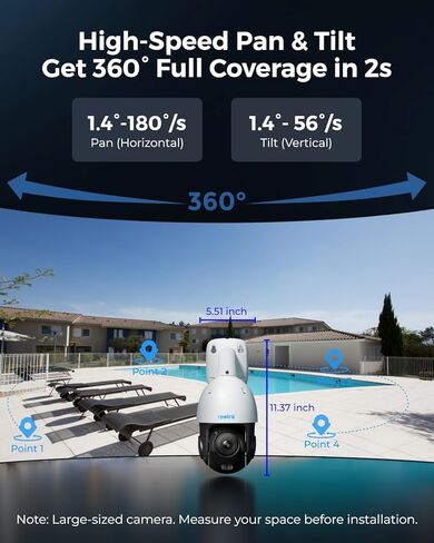 نظام مراقبة REOLINK 4K PTZ، 8 قطع كاميرات أمان 4K PoE مع زووم بصري ثلاثي الأبعاد 5X حزمة RLC-823S1 مع 16CH NVR RLN16-410، تخزين محلي آمن على مدار الساعة طوال أيام الأسبوع، مسارات تلقائية، الإنسان/المركبة/الحيوانات الأليفة in Saudi Arabia