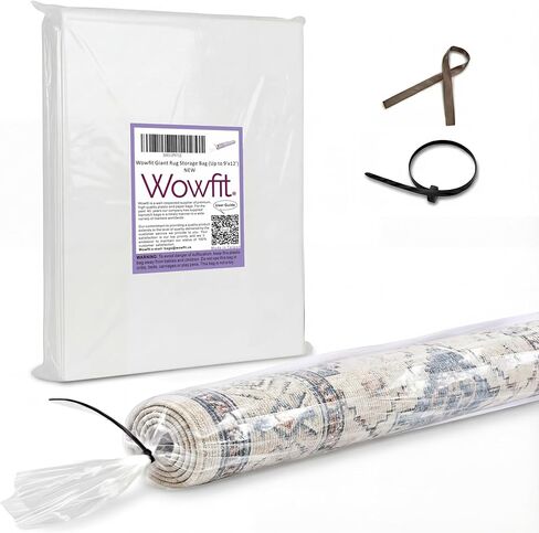 حقيبة تخزين سجادة بلاستيكية كبيرة من Wowfit مع ربطة عنق بسحاب، شديدة التحمل تناسب سجادة تصل إلى 15.24 سم × 22.86 سم، مثالية للحركة والتعبئة والشحن in Kuwait