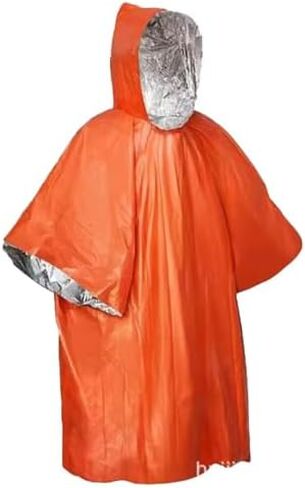 Emergency Poncho and Mylar Blanket Liner - Waterproof, Wind-Resistant Outdoor Rain Poncho for Camping, Emergencies (Green) in Saudi Arabia