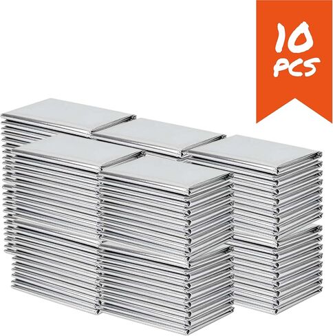 بطانية Lightning X Silver Mylar للطوارئ من رقائق الفويل مقاس 52 بوصة × 82 بوصة - عبوة من 10 قطع in Saudi Arabia