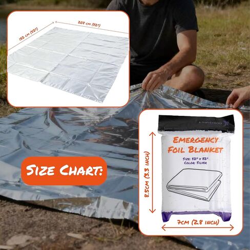 بطانية Lightning X Silver Mylar للطوارئ من رقائق الفويل مقاس 52 بوصة × 82 بوصة - عبوة من 10 قطع in Saudi Arabia