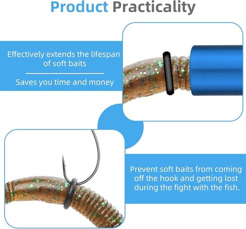 مجموعة أدوات Wacky Rig - أداة دودة أحمق من الألومنيوم + 210 حلقة دائرية، من أجل طُعم صيد السمك من 4 إلى 7 بوصات، نظام حلقة O Wacky Rig سريع التلاعب لصيد الأسماك من البلاستيك الناعم in Kuwait