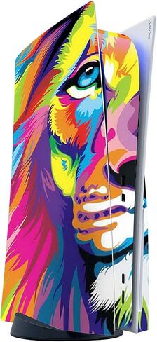 ITS A Skin Skins متوافقة مع إصدار قرص وحدة التحكم Sony Playstation 5 - غطاء ملتف لملصقات واقية - طلاء مجردة على شكل أسد ملون in Saudi Arabia