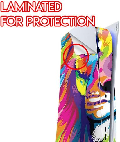 ITS A Skin Skins متوافقة مع إصدار قرص وحدة التحكم Sony Playstation 5 - غطاء ملتف لملصقات واقية - طلاء مجردة على شكل أسد ملون in Saudi Arabia