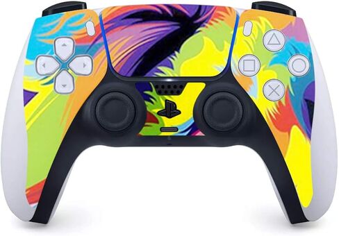 ITS A Skin Skins متوافقة مع إصدار قرص وحدة التحكم Sony Playstation 5 - غطاء ملتف لملصقات واقية - طلاء مجردة على شكل أسد ملون in Saudi Arabia