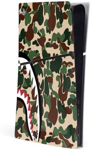 ملصق Skinit المخصص للألعاب متوافق مع وحدة التحكم PS5 Slim Digital Edition - تصميم Shark Teeth Grey Street Camo in Kuwait