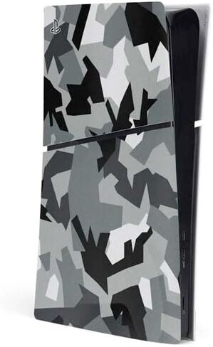 Skinit Decal Gaming Skin Compatible with PS5 Slim Digital Edition Console - Shark Teeth Grey Street Camo Design in Kuwait
