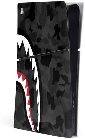 Skinit Decal Gaming Skin Compatible with PS5 Slim Digital Edition Console - Shark Teeth Grey Street Camo Design in Kuwait