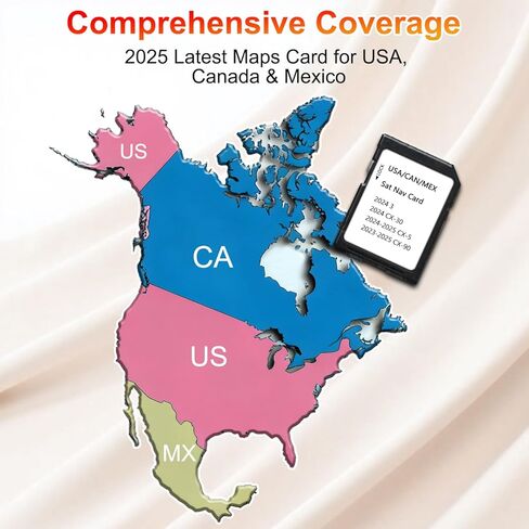 2025 Navigation SD Card Compatible with 2024 CX-30, 2024-2025 CX-5, 2023-2025 CX-90, 2025 Latest Navigation SD Card for USA/Mexico/Canada Maps in Saudi Arabia