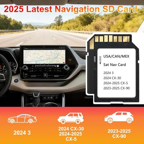 2025 Navigation SD Card Compatible with 2024 CX-30, 2024-2025 CX-5, 2023-2025 CX-90, 2025 Latest Navigation SD Card for USA/Mexico/Canada Maps in Saudi Arabia