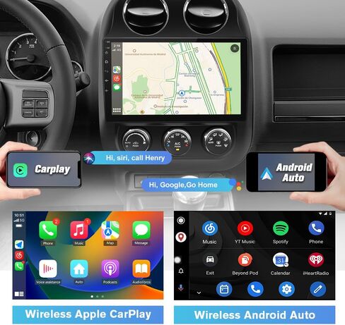 AWESAFE [4Core+64GB] Android 13 Car Stereo for Jeep Patriot Compass 2010 2011 2012 2013 2014 2015 2016, 10" Touch Screen Radio for Jeep Compass with CarPlay Android Auto GPS WiFi Backup Camera in Saudi Arabia