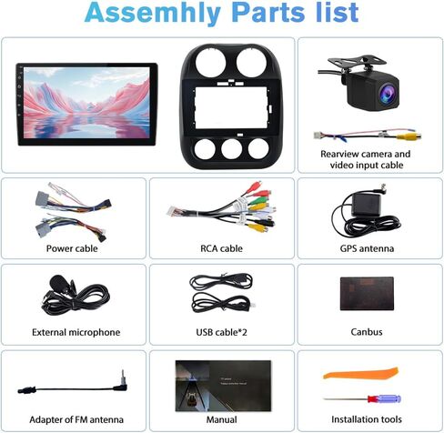 AWESAFE [4Core+64GB] Android 13 Car Stereo for Jeep Patriot Compass 2010 2011 2012 2013 2014 2015 2016, 10" Touch Screen Radio for Jeep Compass with CarPlay Android Auto GPS WiFi Backup Camera in Saudi Arabia