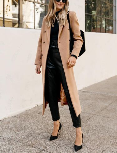 IDEALSANXUN Womens Long Wool Coats Fall Winter Notch Lapel Dressy Trench Coat Peacoat Jackets in Saudi Arabia