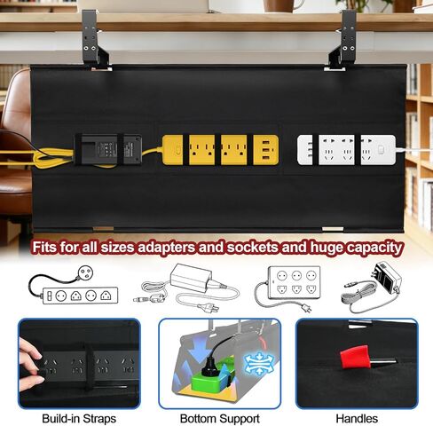Under Desk Cable Management Tray, 36" Cord Organizer for Table, Clamp/Screw Mount Desk Cable Management, Premium Fabric Cable Management Tray for Office, Home in Saudi Arabia