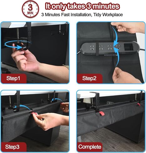 Under Desk Cable Management Tray, 36" Cord Organizer for Table, Clamp/Screw Mount Desk Cable Management, Premium Fabric Cable Management Tray for Office, Home in Saudi Arabia