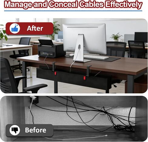 Under Desk Cable Management Tray, 36" Cord Organizer for Table, Clamp/Screw Mount Desk Cable Management, Premium Fabric Cable Management Tray for Office, Home in Saudi Arabia
