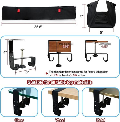 Under Desk Cable Management Tray, 36" Cord Organizer for Table, Clamp/Screw Mount Desk Cable Management, Premium Fabric Cable Management Tray for Office, Home in Saudi Arabia