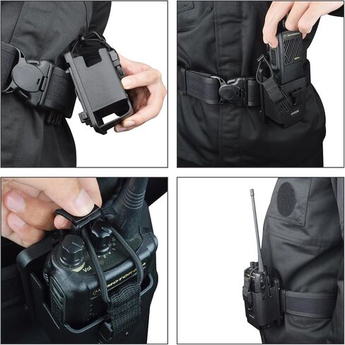 UAYESOK TC-3H MOLLE & Duty Belt Radio Holster Pouch، Universal TPU Police Police التكتيكية حقيبة حمل لـ Baofeng uv-5r uv32 Kenwood Motorola apx6000 APX 8000، مدمج وسريع الإصدار in Saudi Arabia