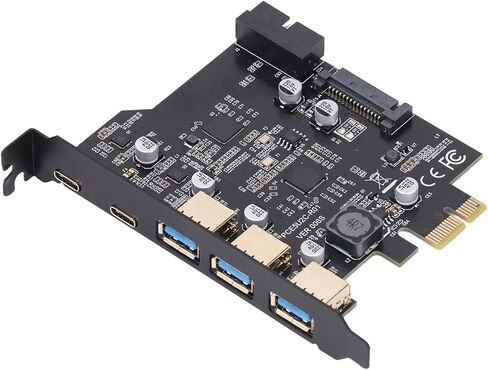 بطاقة PCIe إلى USB 3.2 Gen 2، بطاقة توسيع PCIe ذات 5 منافذ بسرعة 20 جيجابت في الثانية مع 3 منافذ USB من النوع A، 2 USB من النوع C لنظام التشغيل Linux وOS X PC in Kuwait