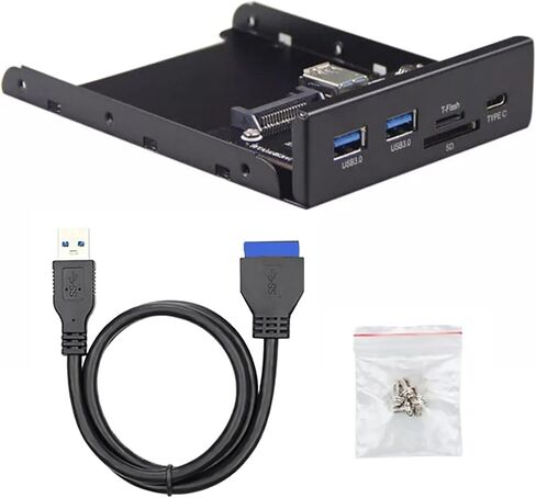 لوحة أمامية 3.5 بوصة USB C Hub، 20 دبوس إلى Type-C USB 3.0 أجزاء قارئ بطاقات Micro SD/TF، ​​ملحقات تصل إلى 5 جيجابايت/ثانية in Saudi Arabia
