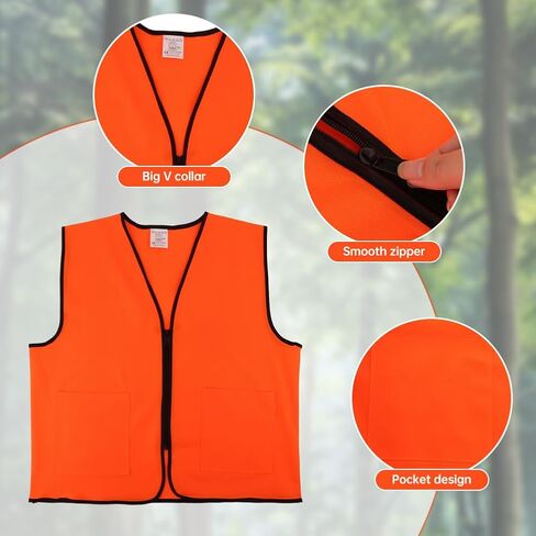 Orange Hunting Vest and Beanie with Pockets Blaze Orange Hunting Vest High Visibility Safety Vests for Fishing in Kuwait